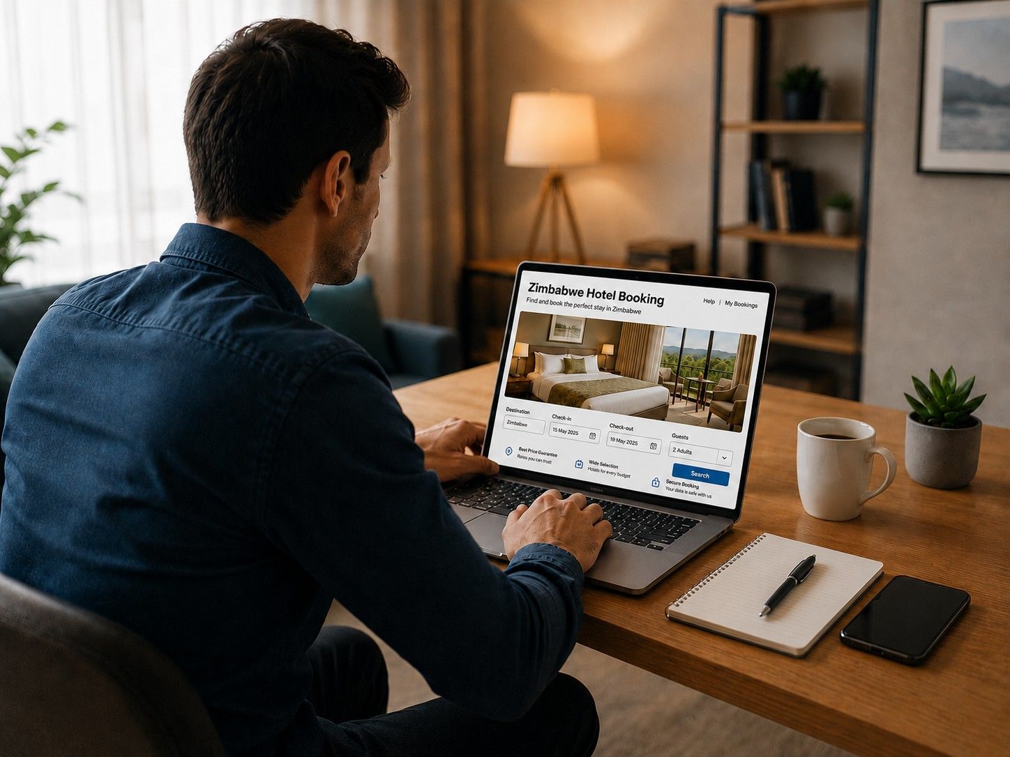 A Man Booking A Zimbabwe Hotel