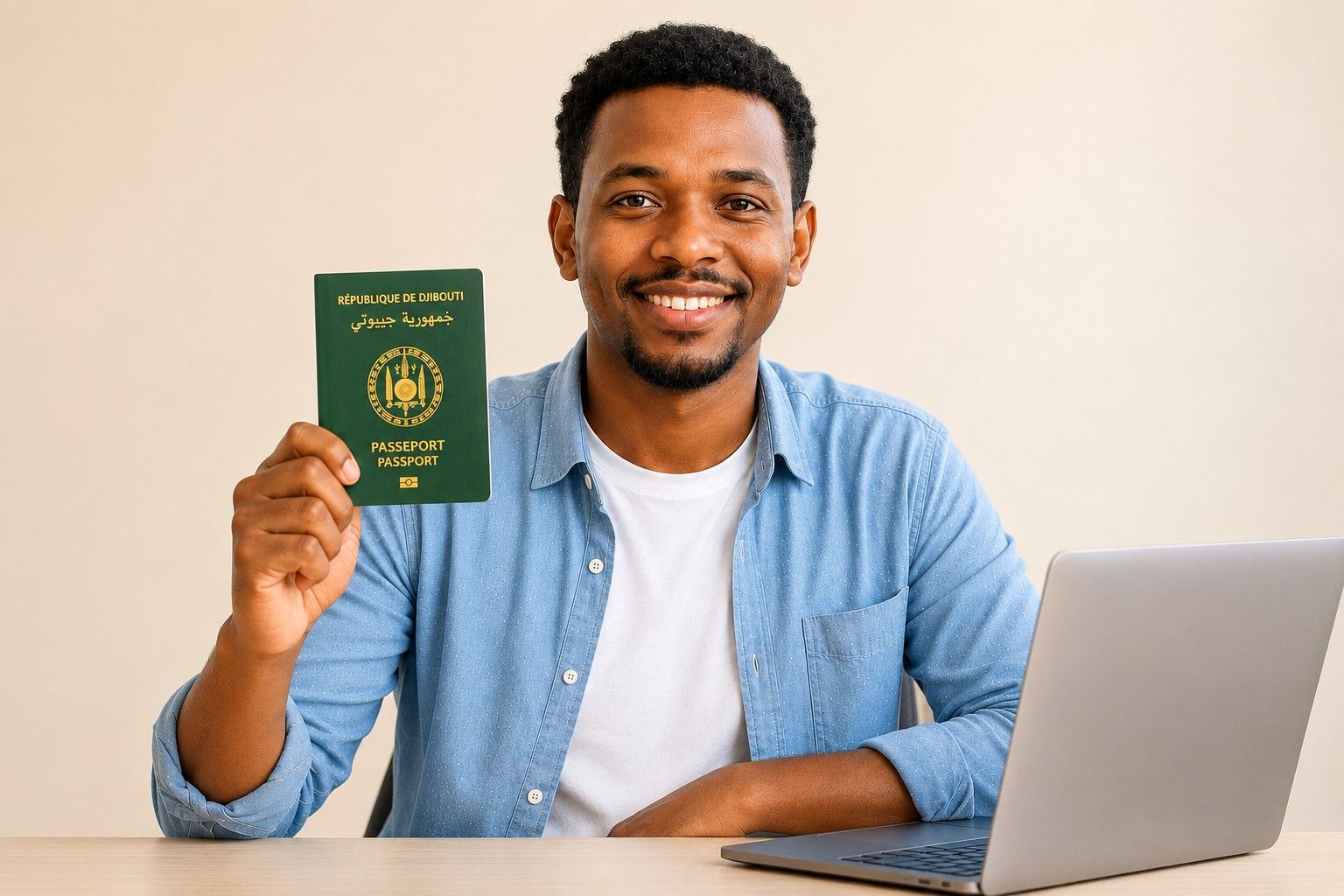 A Man Holding A Djibouti Passport