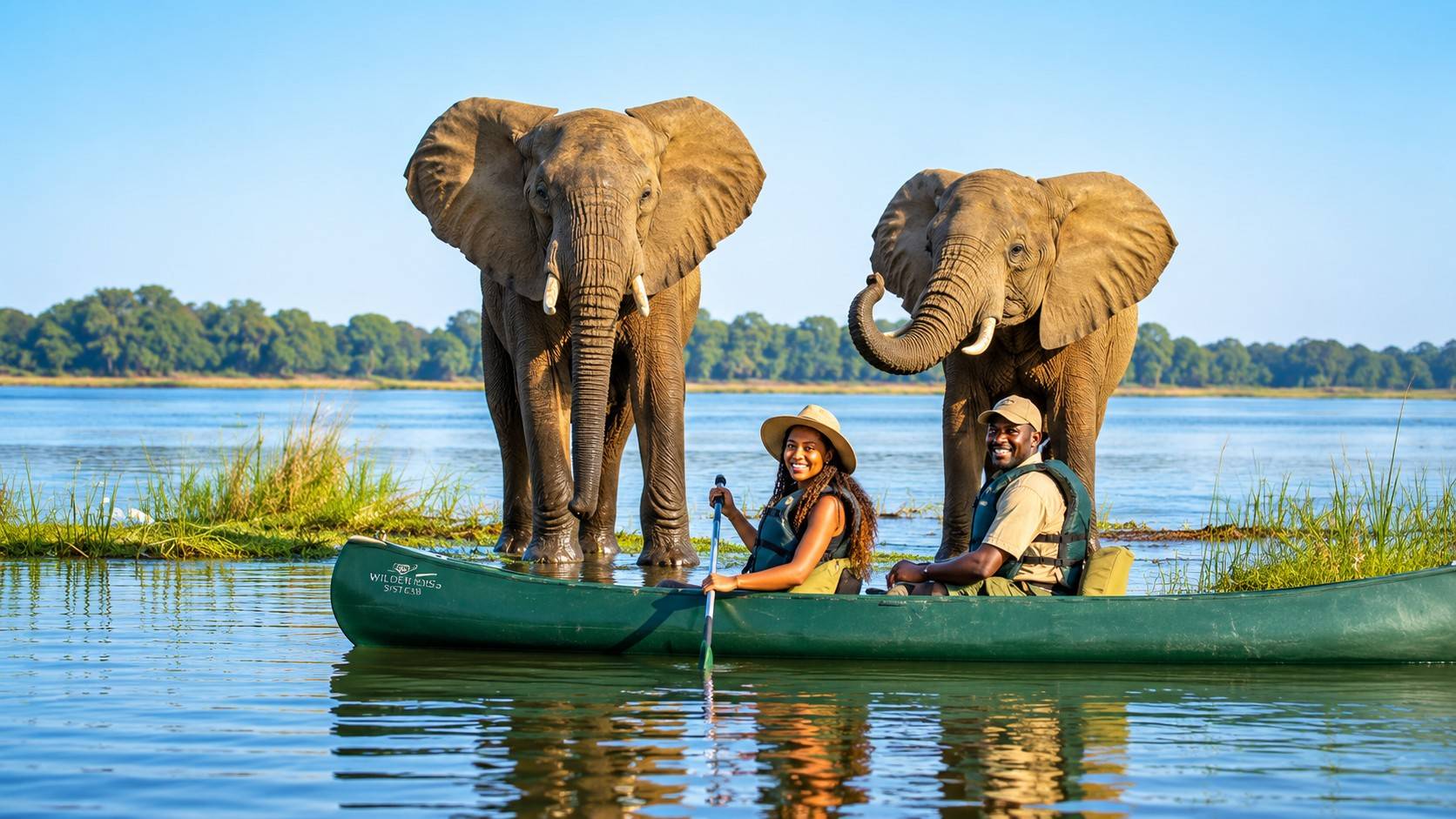Djibouti Travellers Canoeing At Mana Pools National Park