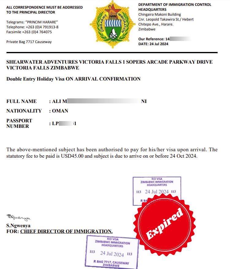 Consequences of an Expired E-visa in Zimbabwe