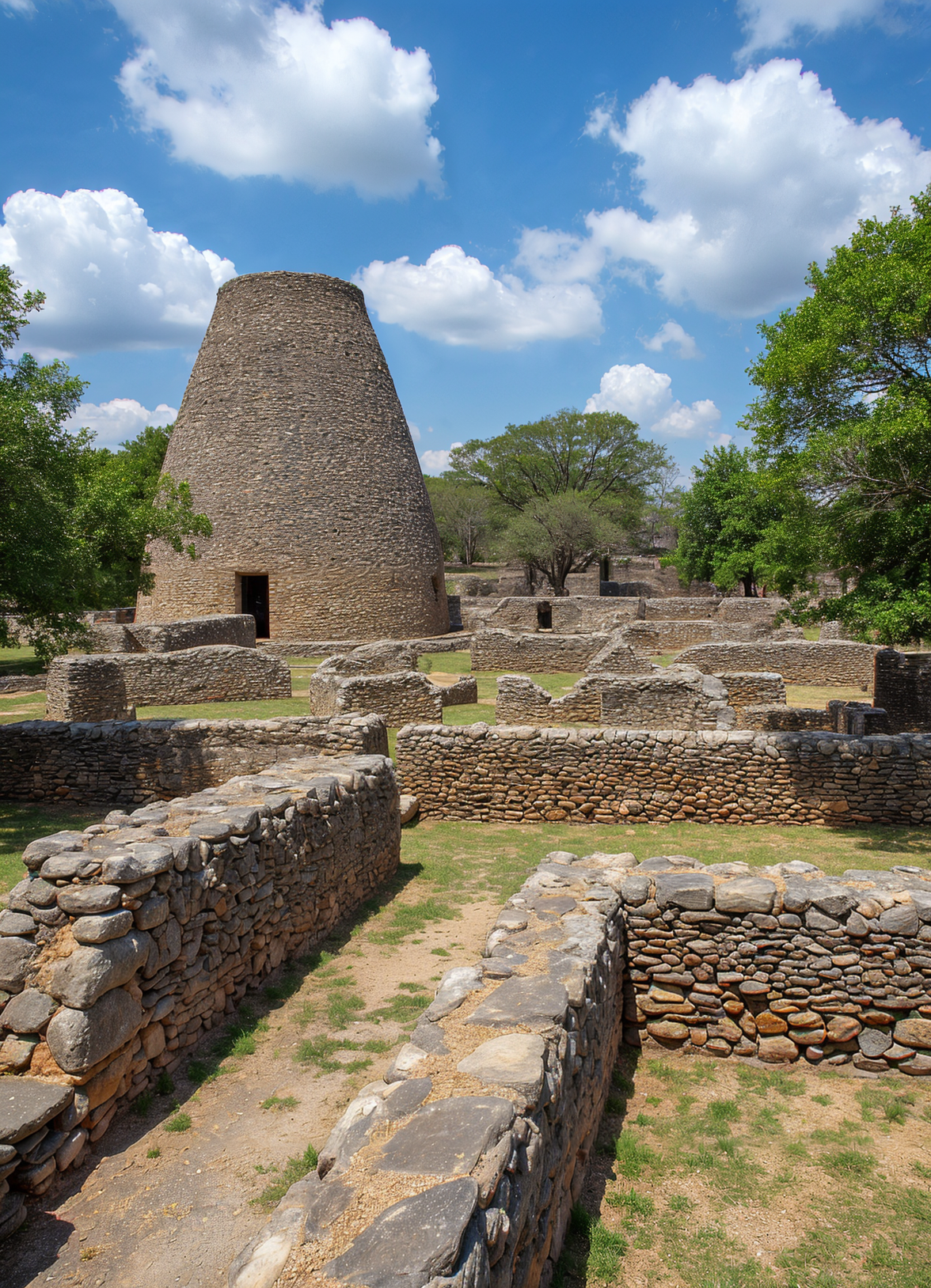 La tour conique et les murs de pierre du Grand Zimbabwe