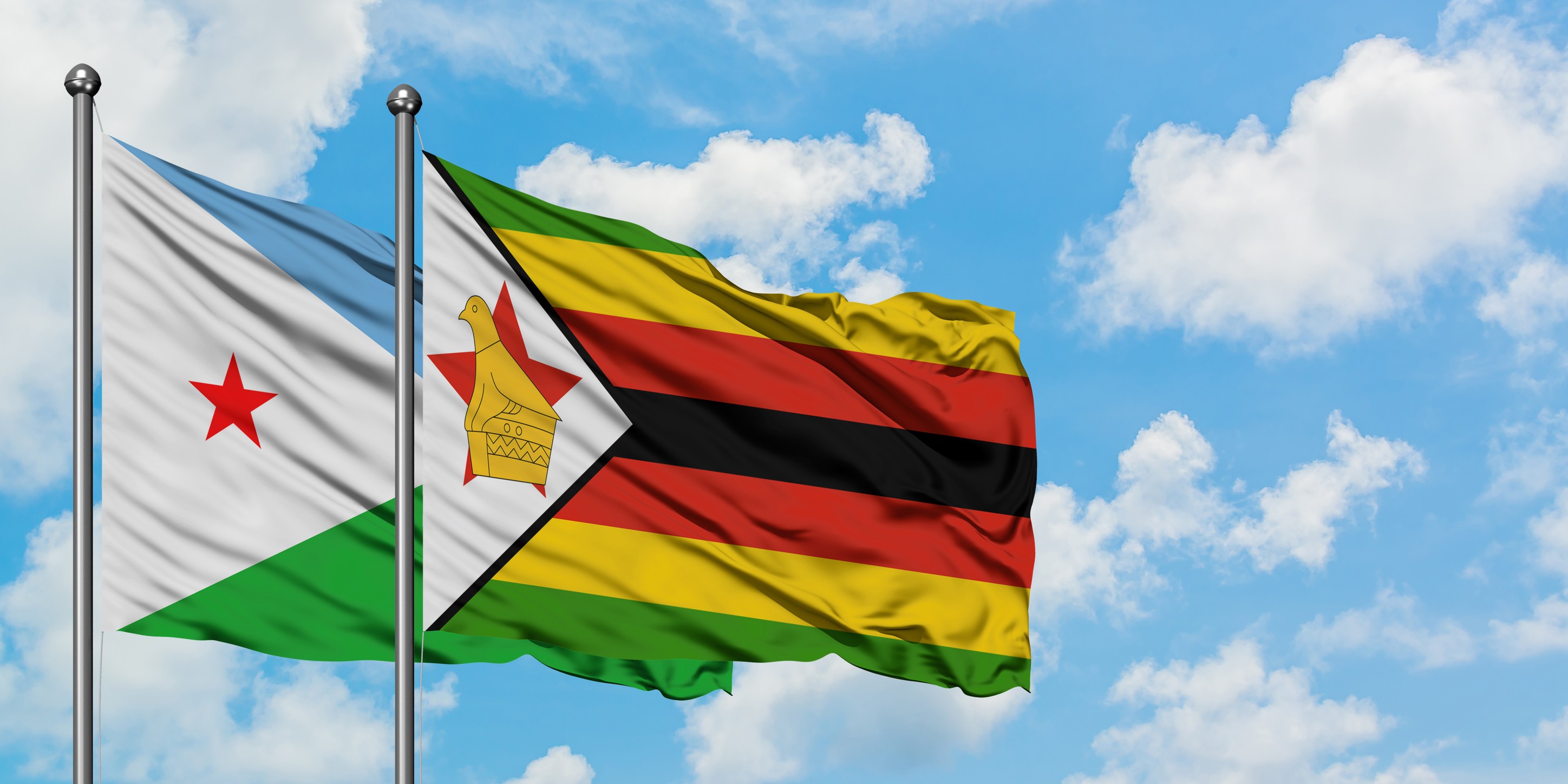 Drapeaux du Zimbabwe et de Djibouti