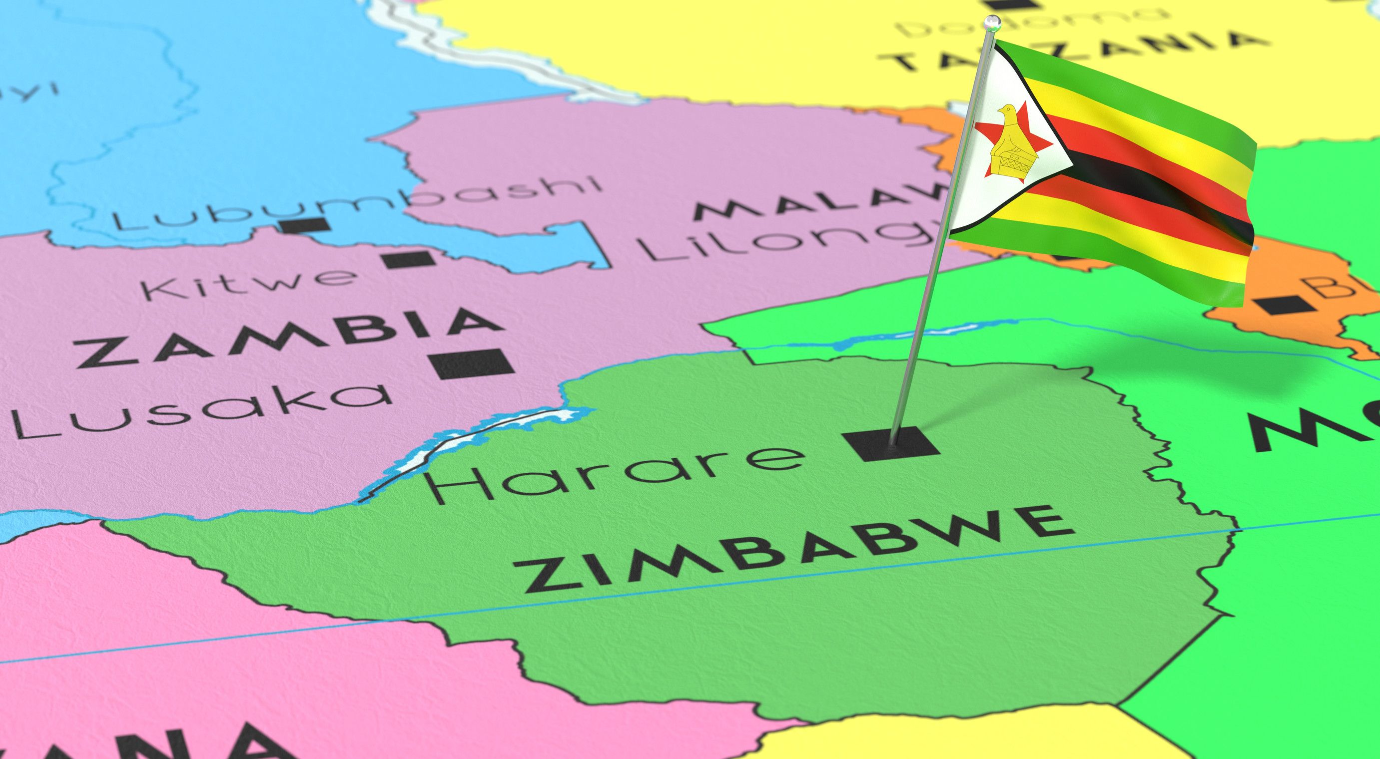 Drapeau national du Zimbabwe à Harare