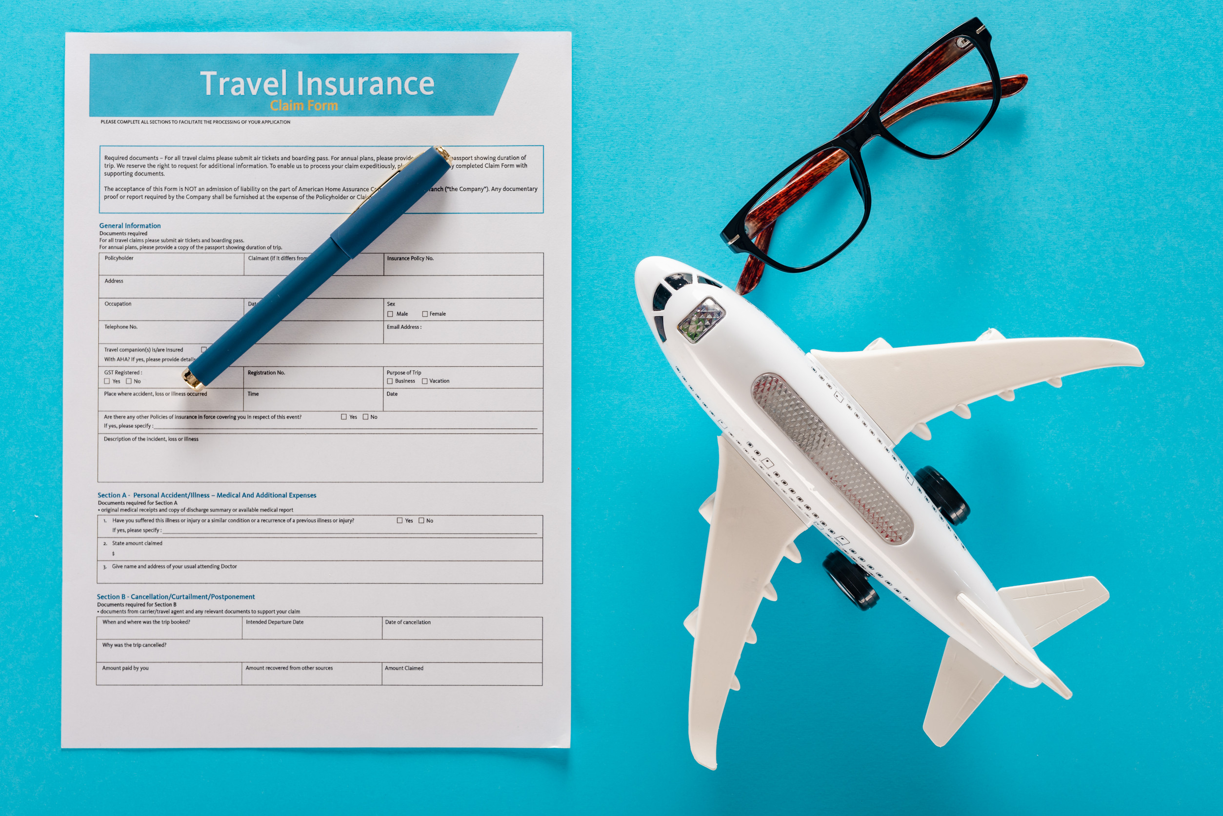 Airport Transit form with glasses and plane