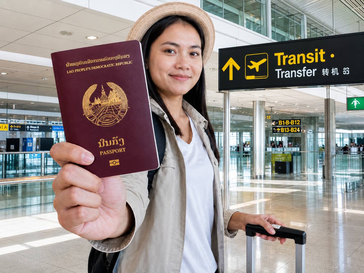 Passagier hält einen Reisepass hoch