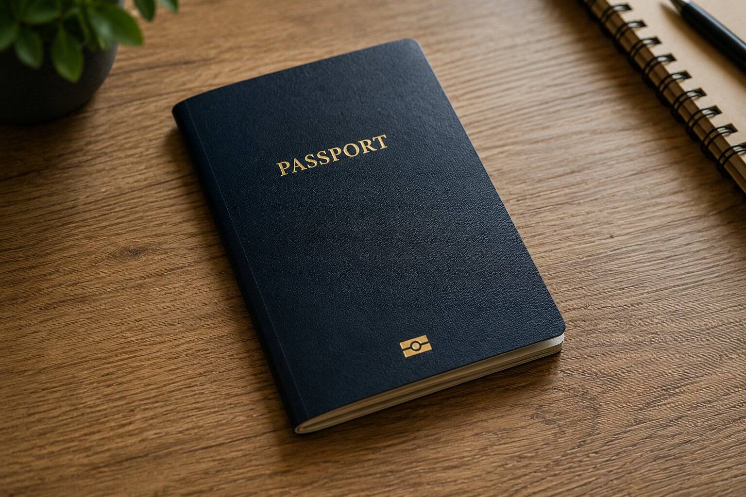 Passport Lying On Wooden Table