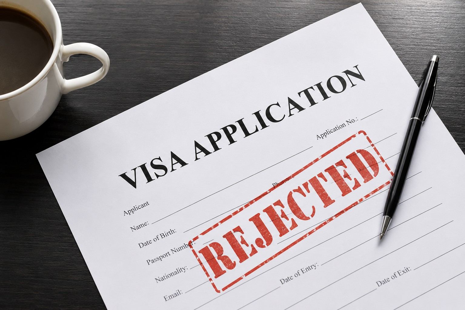 Rejected Visa Application On Desk