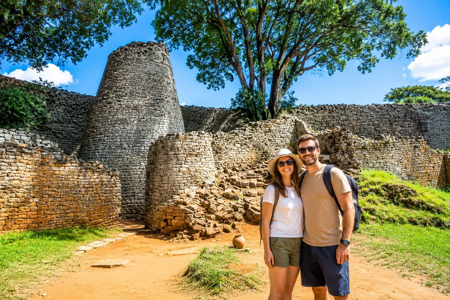 Travellers At The Great Zimbabwe National Monument