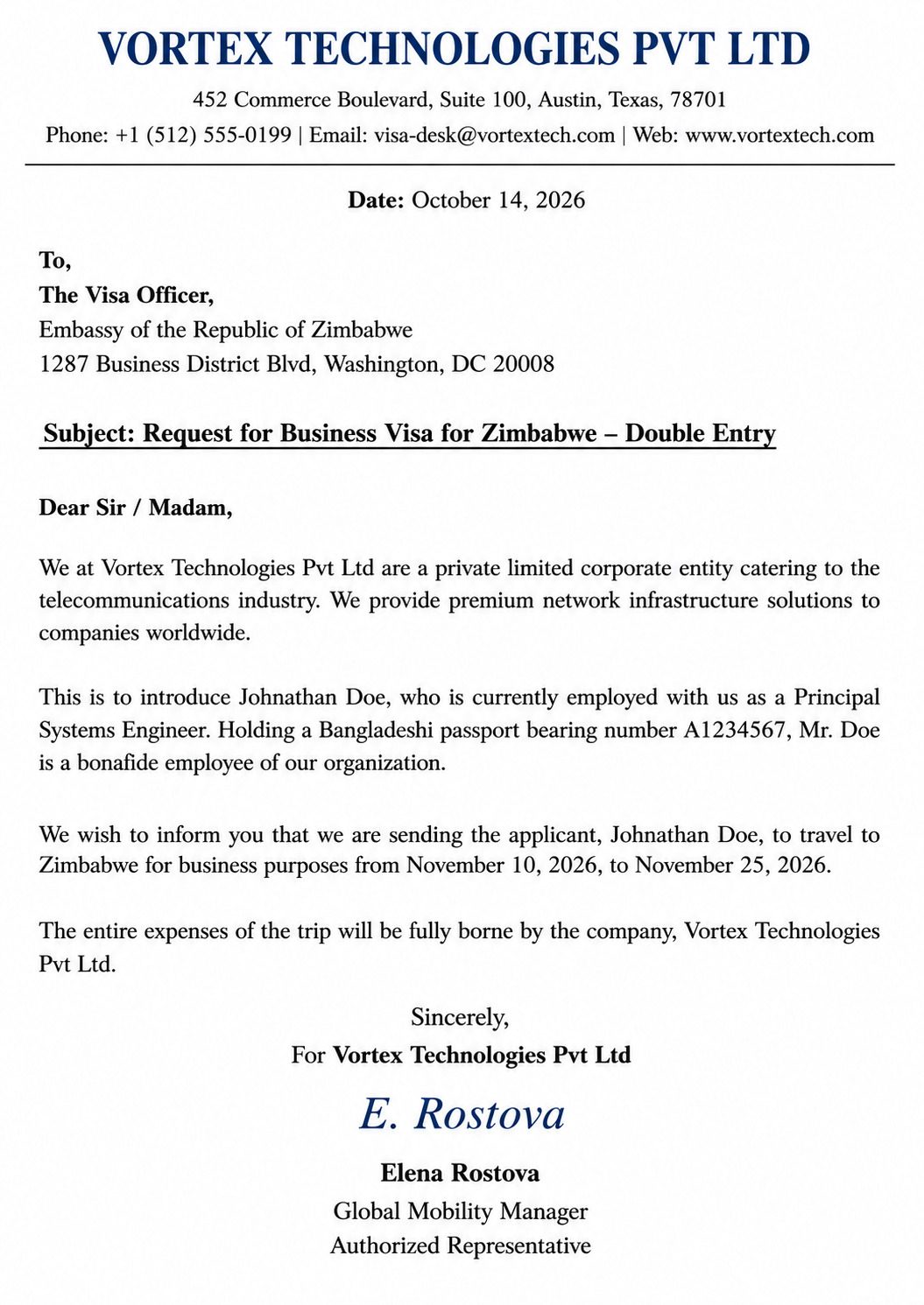 Zimbabwe Business Letter