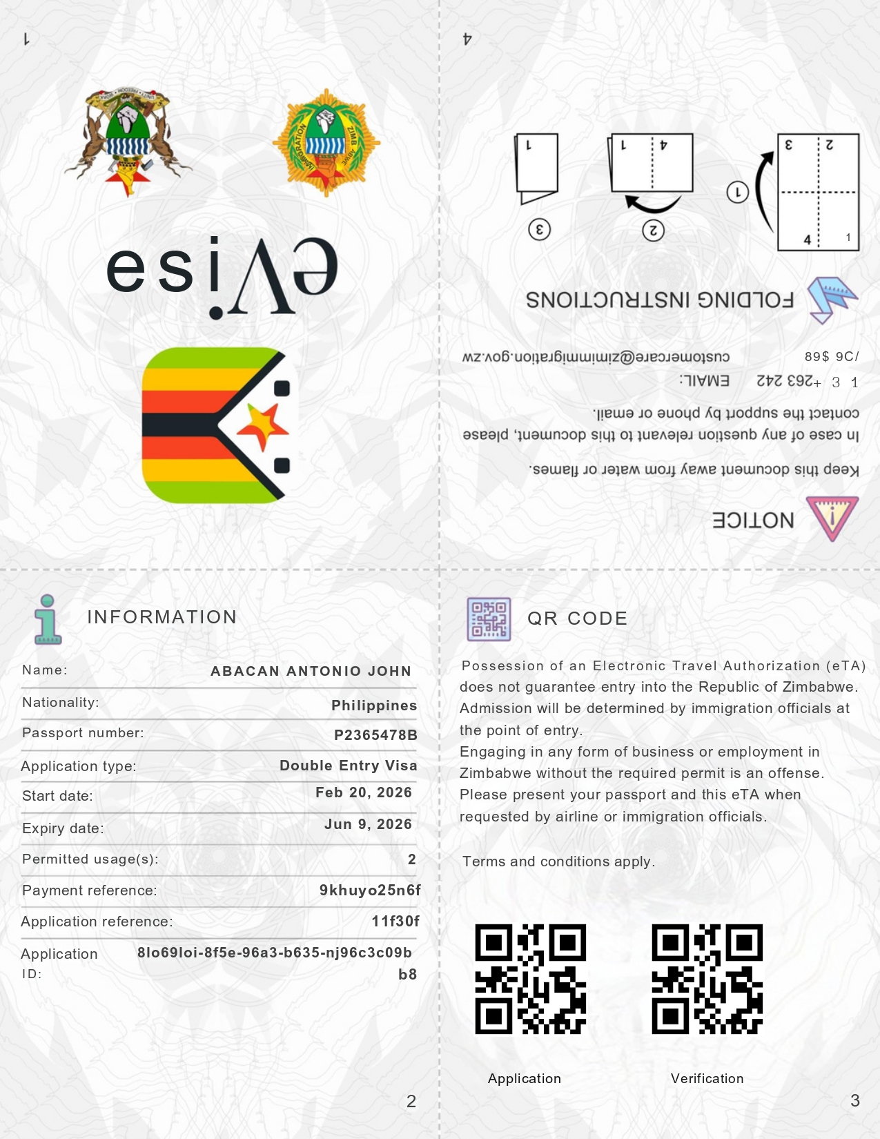 eVisa touristique du Zimbabwe